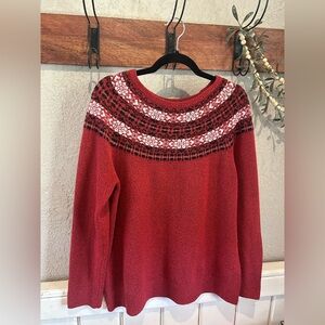 Croft & Barrow Red and White Crew Neck Sweater